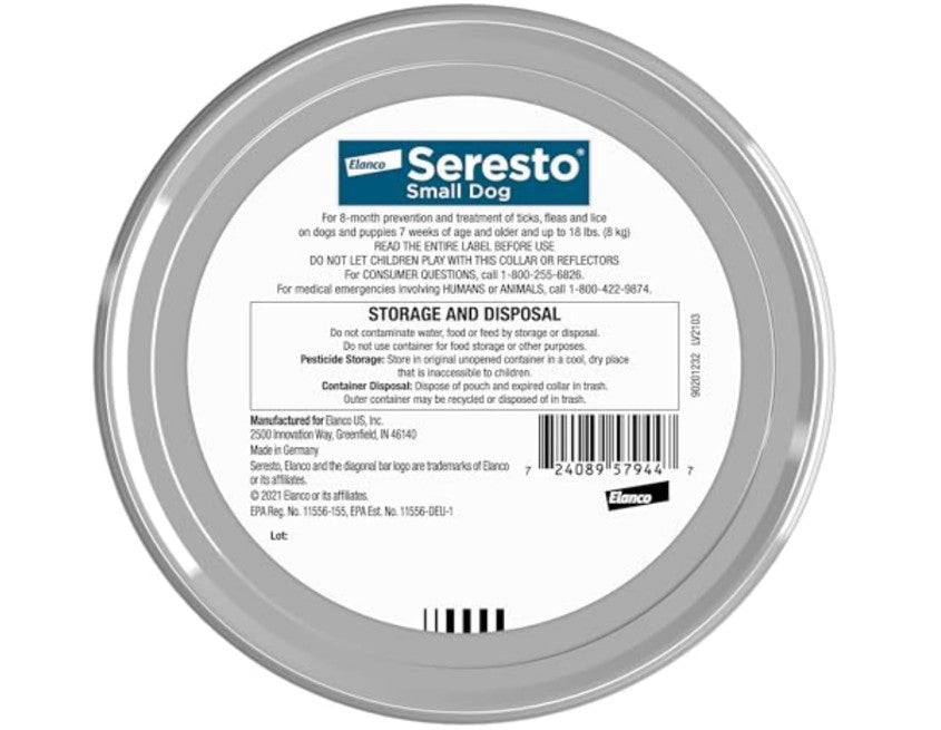 Seresto Small Dog Vet-Recommended Flea & Tick Treatment & Prevention Collar for Dogs Under 18 lbs. - 8 Months Protection